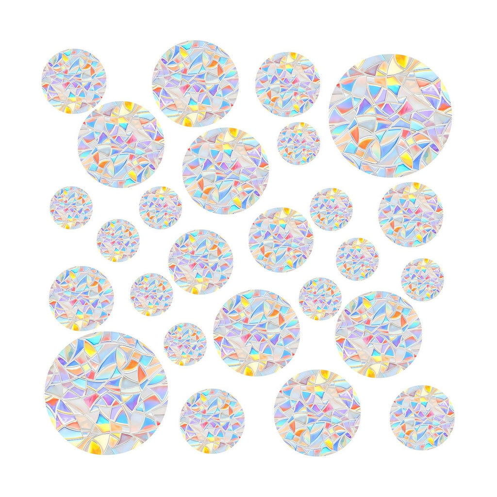 65Pcs Circle Window Stickers Non Adhesive Window Decals to Prevent Bird Strikes Vinyl Reusable Prism Rainbow Windows Clings for Birds Sun Catcher Sticker