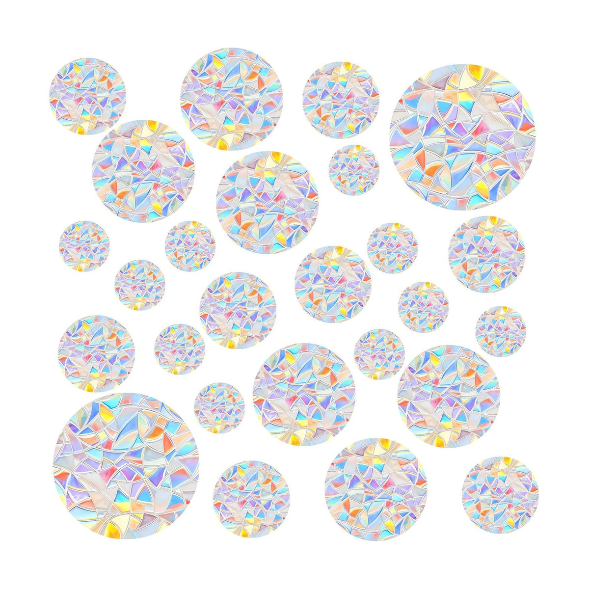 65Pcs Circle Window Stickers Non Adhesive Window Decals to Prevent Bird Strikes Vinyl Reusable Prism Rainbow Windows Clings for Birds Sun Catcher Sticker