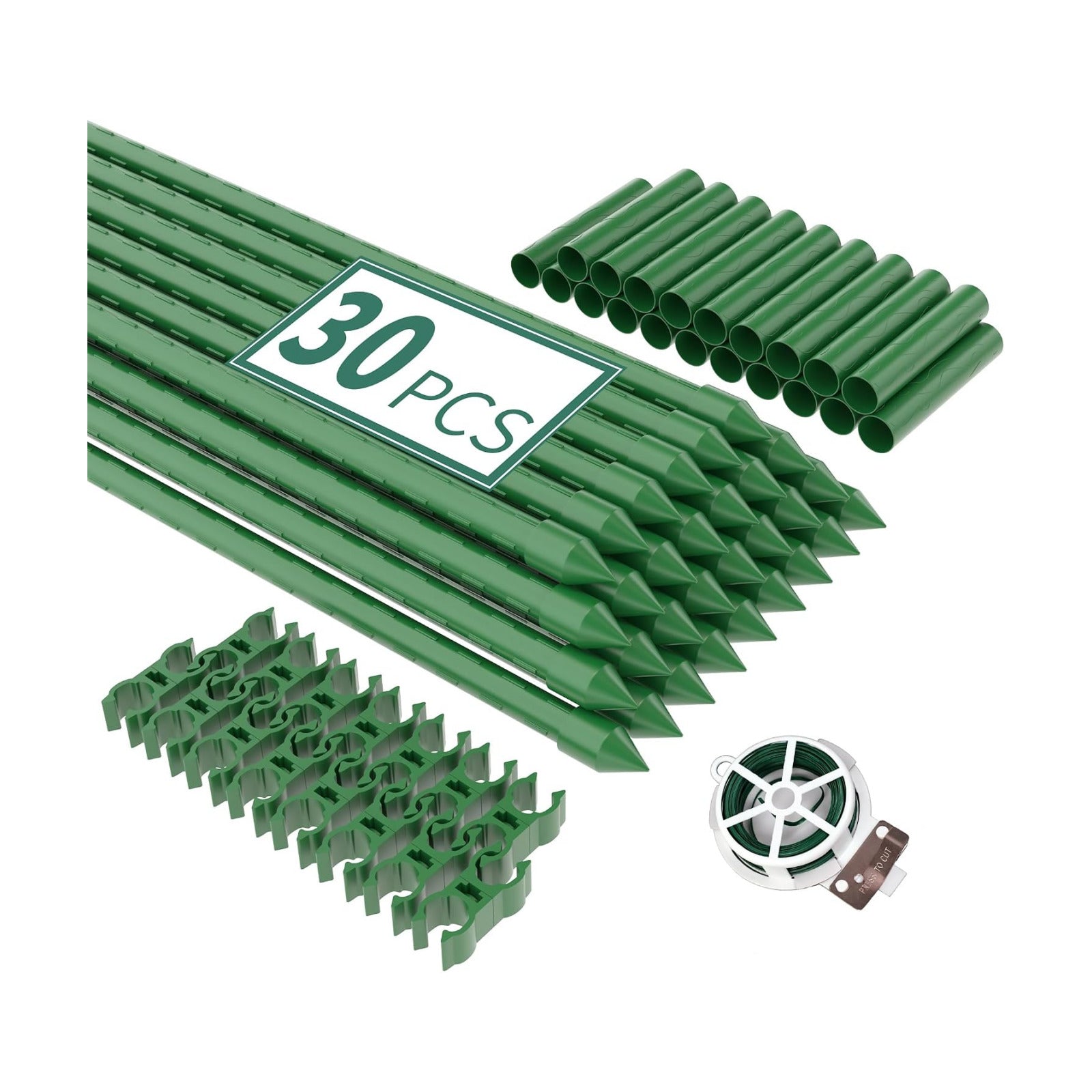 PROWORX Garden Plant Stakes, 16 Inch 30 Pack DIY 4ft 5ft 6ft Tomato Stakes | Plastic Coated Metal Plant Support Stakes