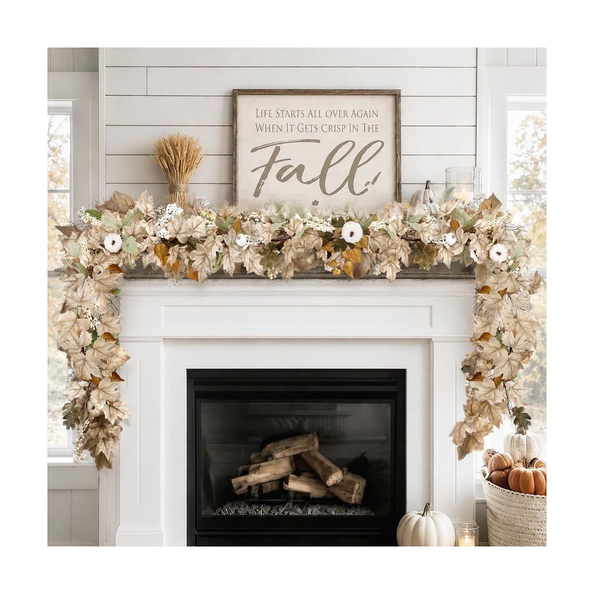Fall Decorations for Home - 2 Pack 6Ft Autumn Maples Pumpkin Berry Garlands