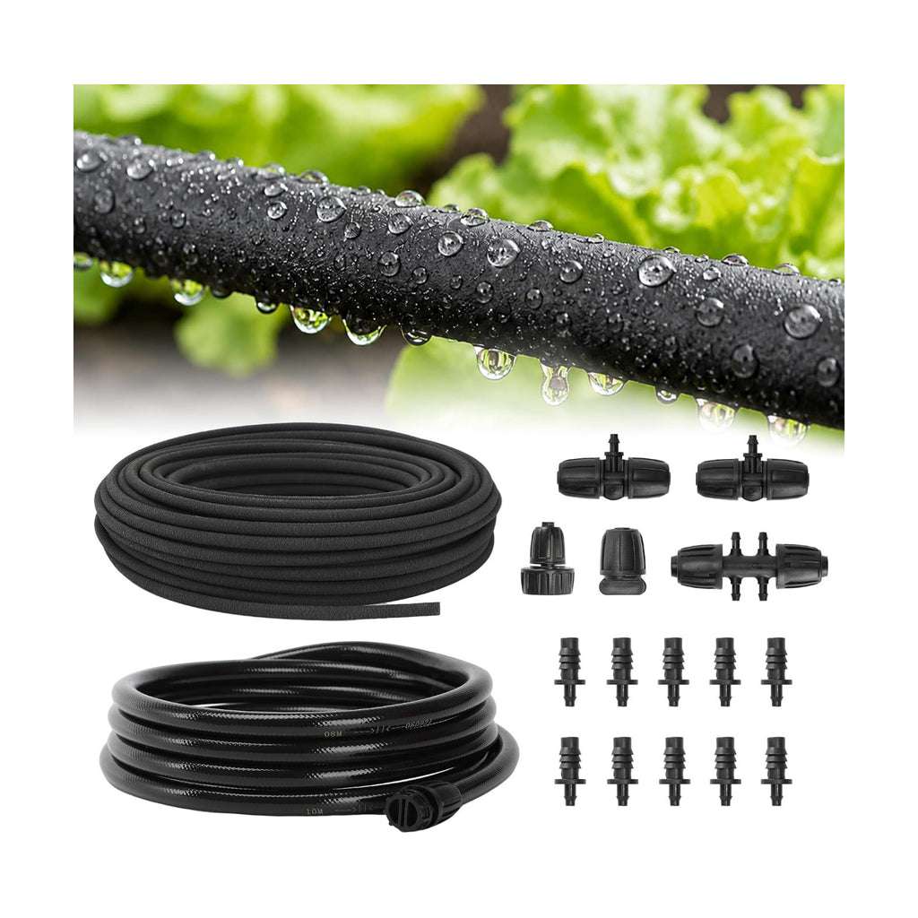 MIXC Drip Irrigation System with 100FT 1/4" Soaker Hose | 80% Water Savings, Weeping Tech for Deeper Root Watering