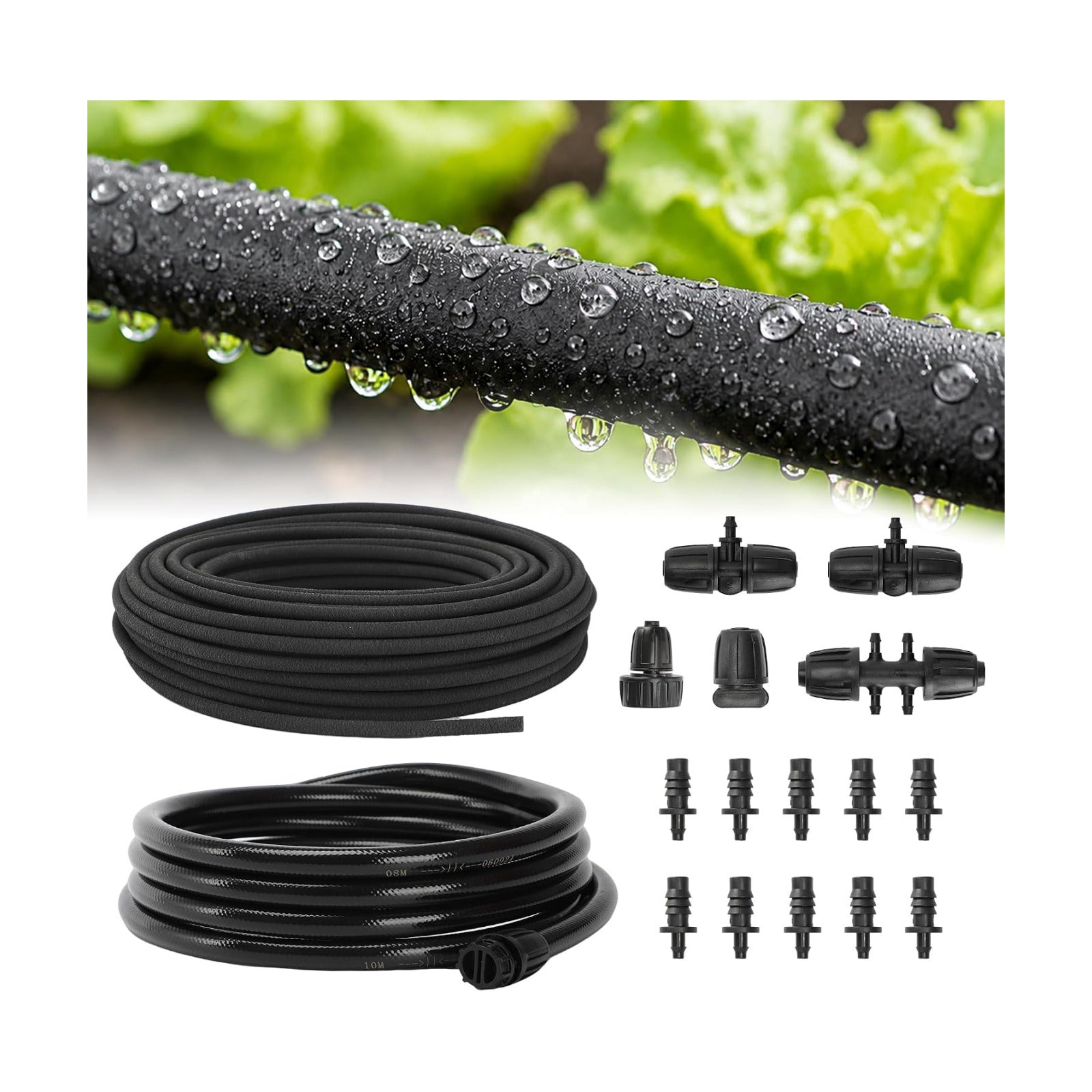 MIXC Drip Irrigation System with 100FT 1/4" Soaker Hose | 80% Water Savings, Weeping Tech for Deeper Root Watering