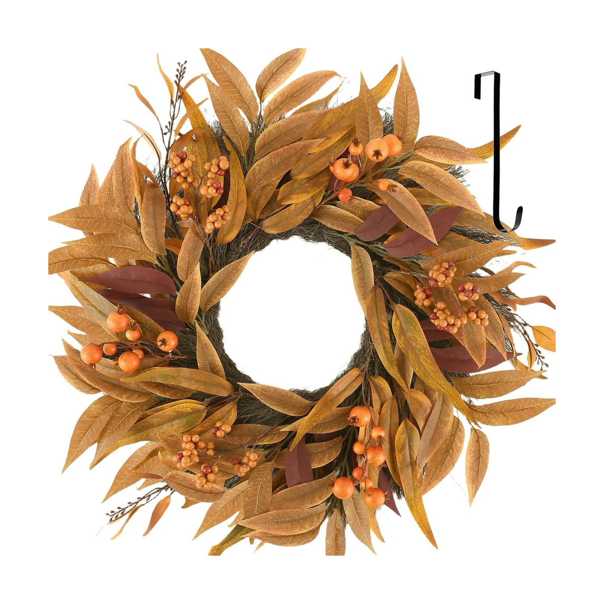 Wellsign 24 Inch Fall Wreaths for Front Door Outside Farmhouse Decor