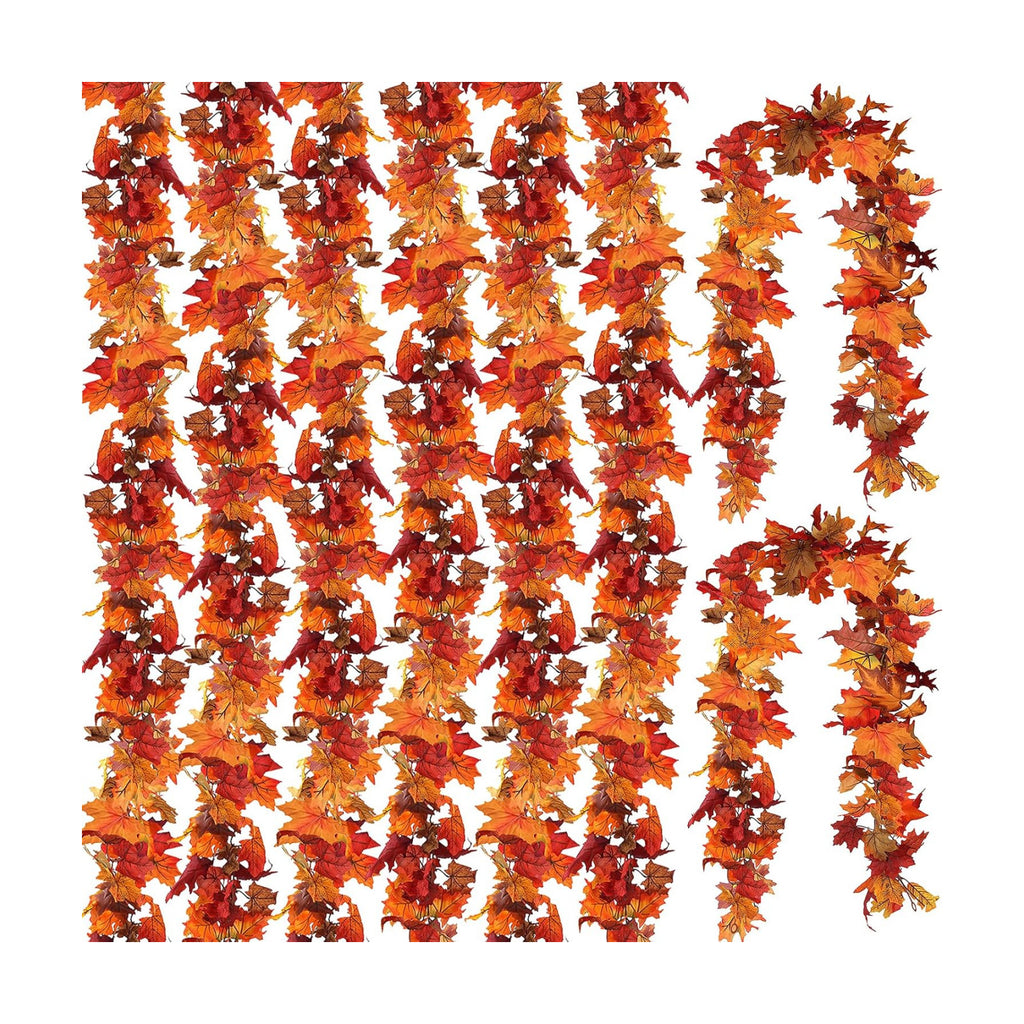 CQURE 18 Pack Artificial Fall Leaf Garland (106.2Ft Total), Autumn Garland Maple Leaves Vines for Thanksgiving Home Fireplace Arch Decor