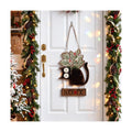 Yookeer Christmas Door Decorations Cat Snow Pine Branches Welcome Door Sign Hanger Wreath Wooden Christmas Cat Farmouse Rustic Wreath Hanging Decor for Xmas Home Porch Window Wall