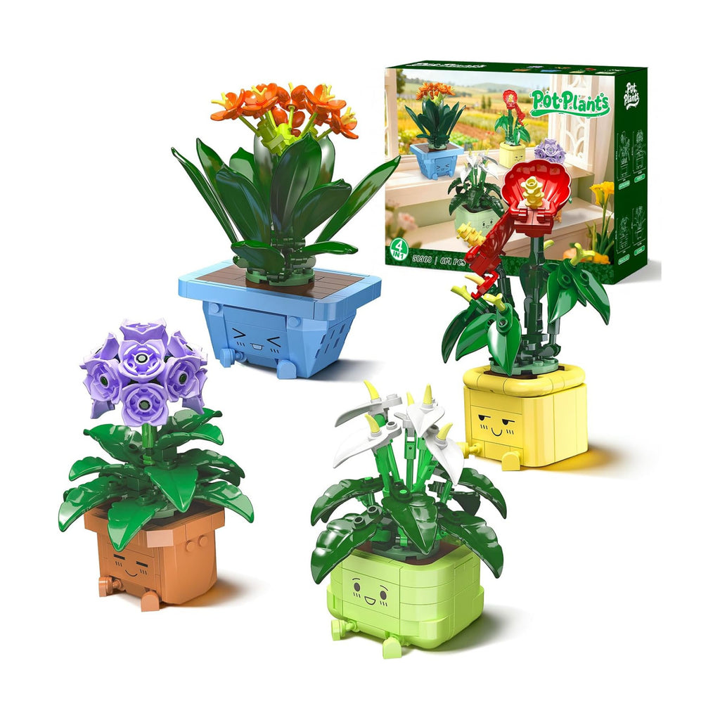 Flower Building Kit for Adults, Happy Plants Flowers Set, 614 Pcs Succulents Botanical Collection for Office Home