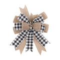 Buffalo Plaid Bow, 9.4 x 11.8 Inch Black and White Check Burlap with Wired Ribbon, Handmade Farmhouse Wreath Bow for Front Door Mailbox Lantern Tree Topper Year Round Decor