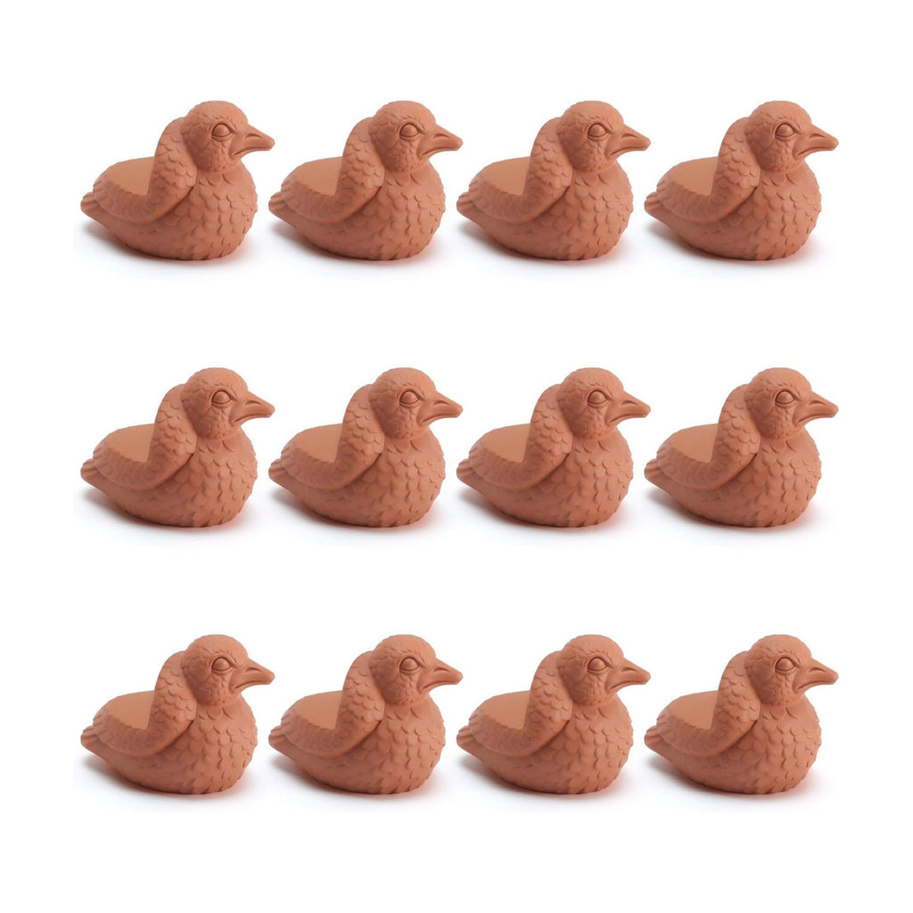LemonRoad 12 Set Bird Pot Feet for Outdoor Planters, Terra Cotta Cement | 2" H, Animal Plant Pot Risers for 14"-20"