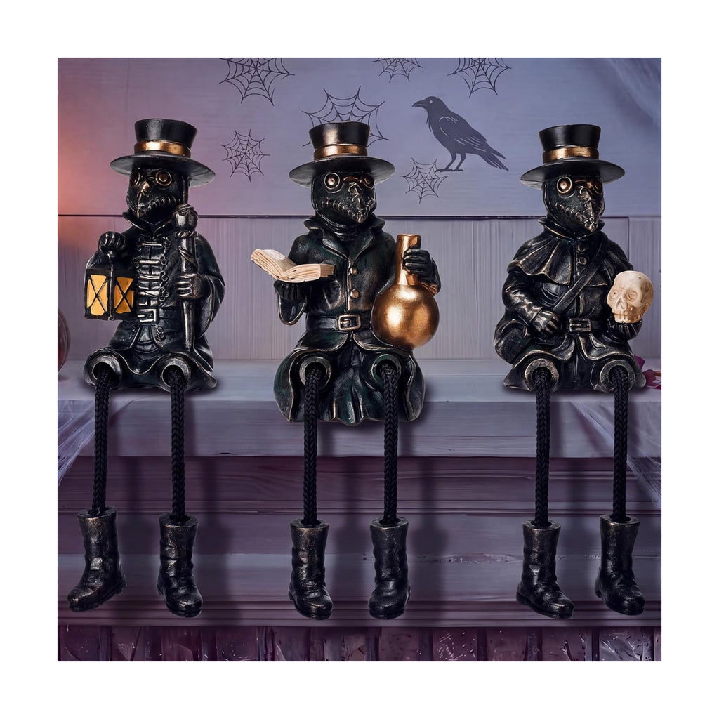 Halloween Plague Doctor Shelf Sitters Set of 3 for Home Decor