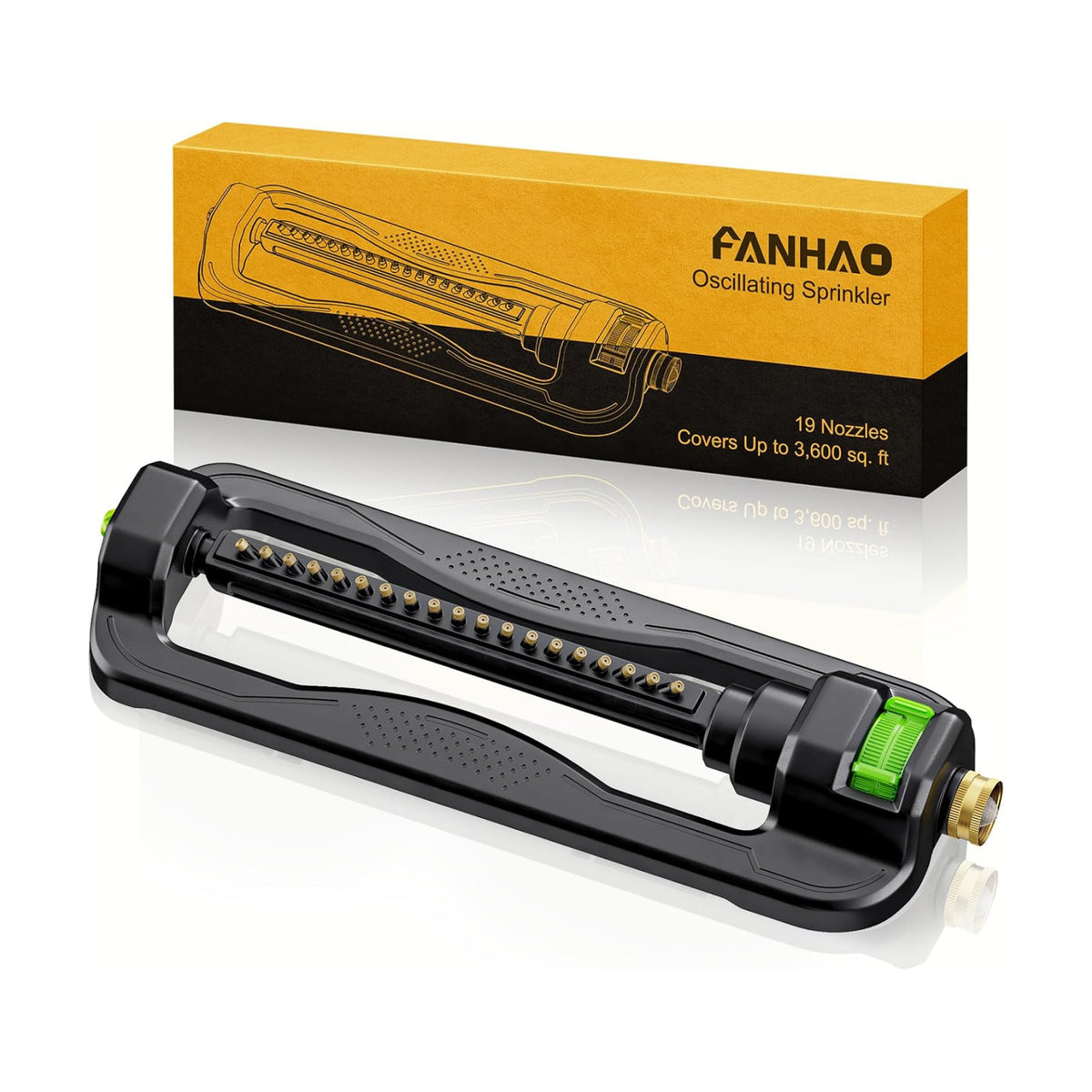 FANHAO Oscillating Sprinkler for Yard, Garden and Flower Beds, Covers Up to 3,600 sq. ft., Durable Lawn Sprinkler with