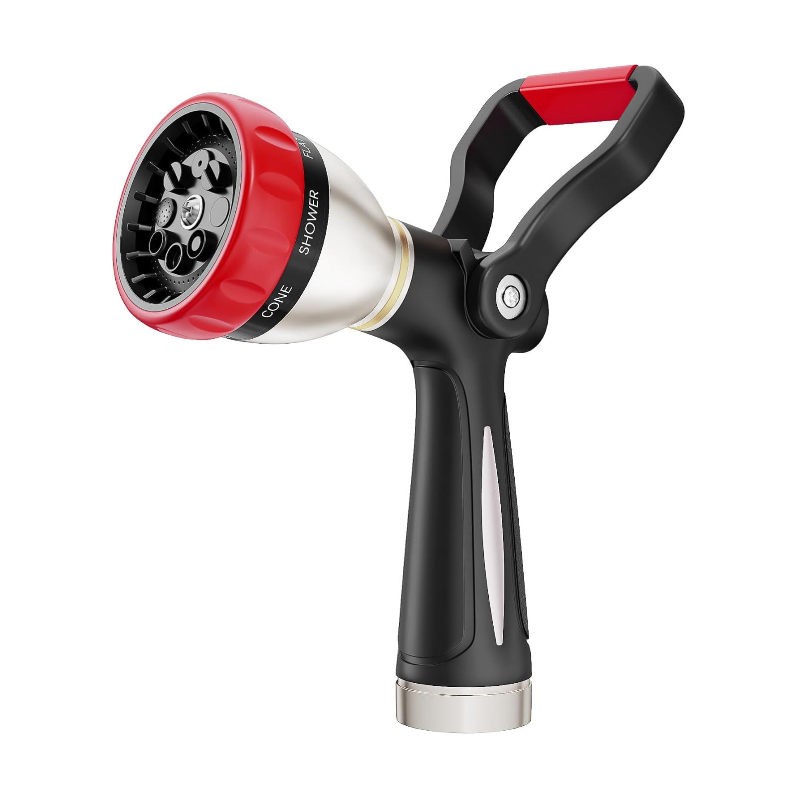 FANHAO Fireman Style Garden Hose Nozzle Heavy Duty Metal, 8 Spray Patterns | Large Lever Control, Non-Slip Ergonomic