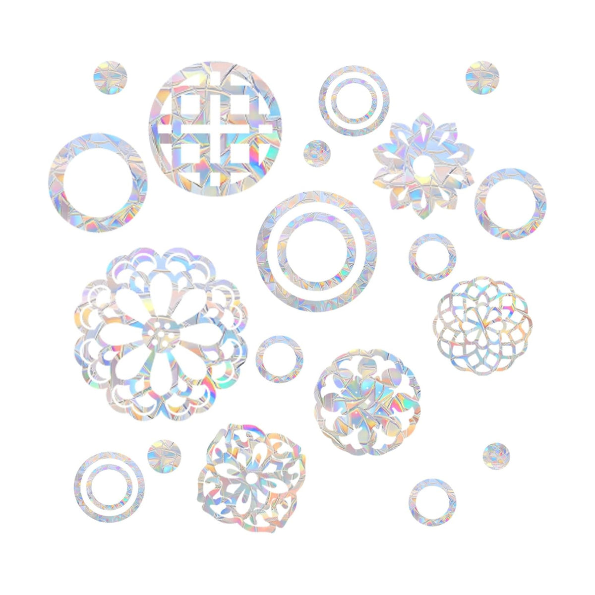 22PCS Mandala Window Clings Non Adhesive Rainbow Clings for Glass Window Decals to Prevent Bird Strikes Anti Collision Window Bird Stickers, Rainbow Sticker