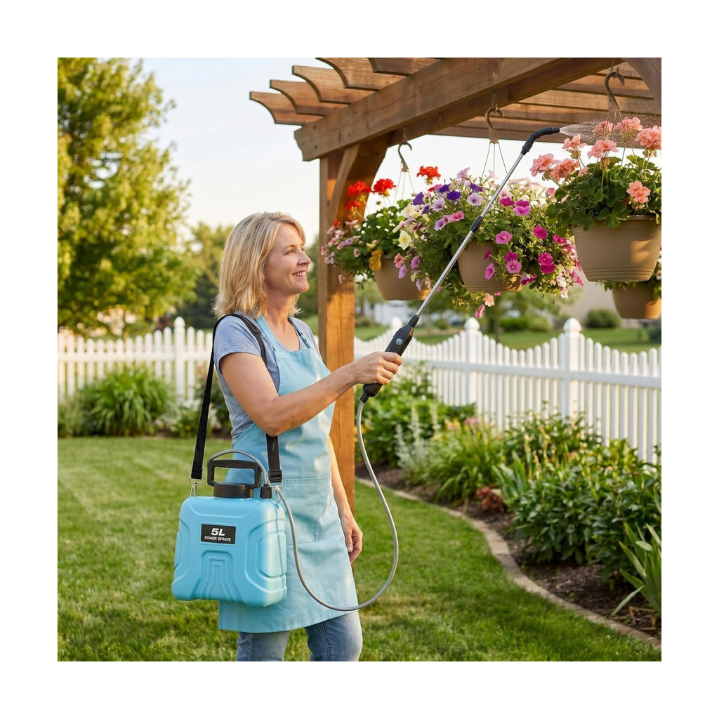 5L Plant Watering Can - Rechargeable Cordless Sprayer with Wand | Includes an Extendable 25.6–33.4 in Wand, 2 M Hose