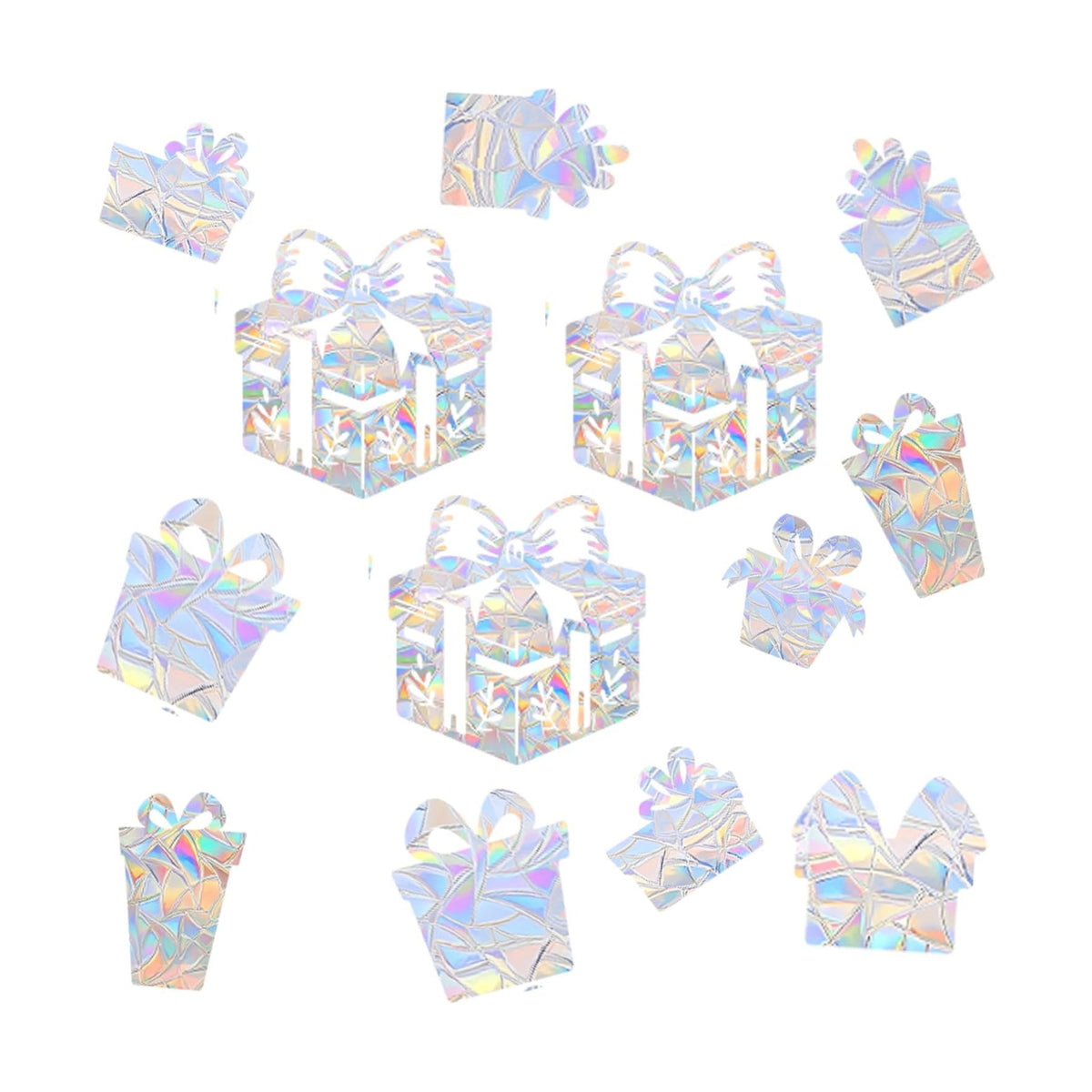 28PCS Thanksgiving Christmas Gift Box Window Clings Non Adhesive Rainbow Clings for Glass Window Decals to Prevent Bird Strikes Anti Collision Window Bird Stickers, Rainbow Sticker