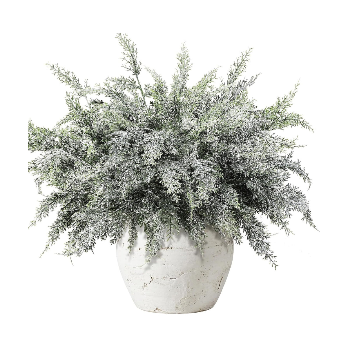 10 Pcs 2 Color Snowy Cypress Christmas Branches Artificial Cedar Stems