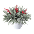 12 Pcs 16.5" Artificial Christmas Snow Pine Branches with Red Berry Stems