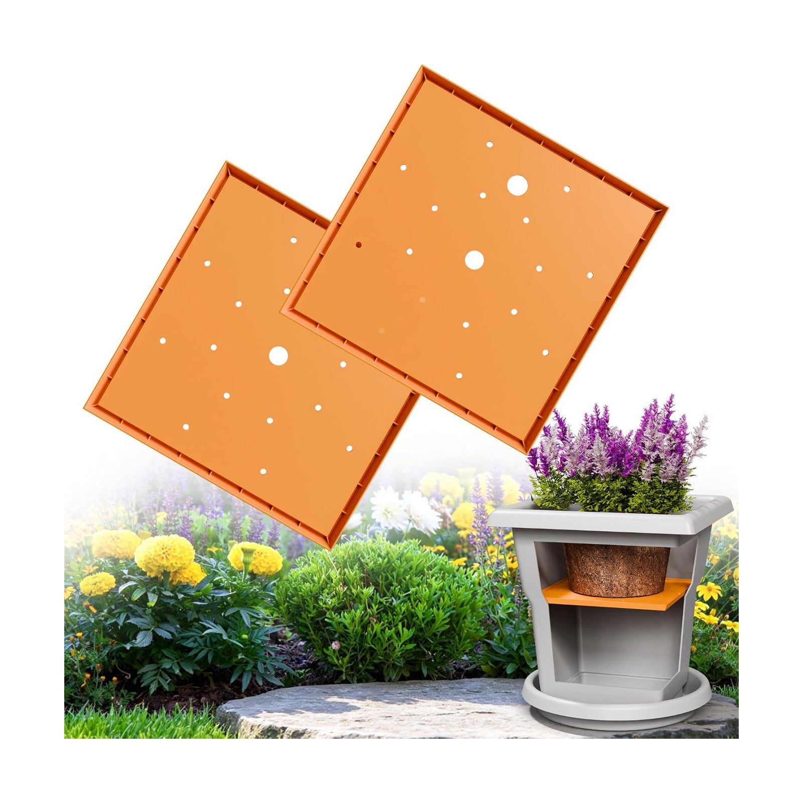 2-Pack Square Planter Insert for Large Pots, 13 Inch | Use Less Potting Soil, Planter Accessories for Indoor & Outdoor