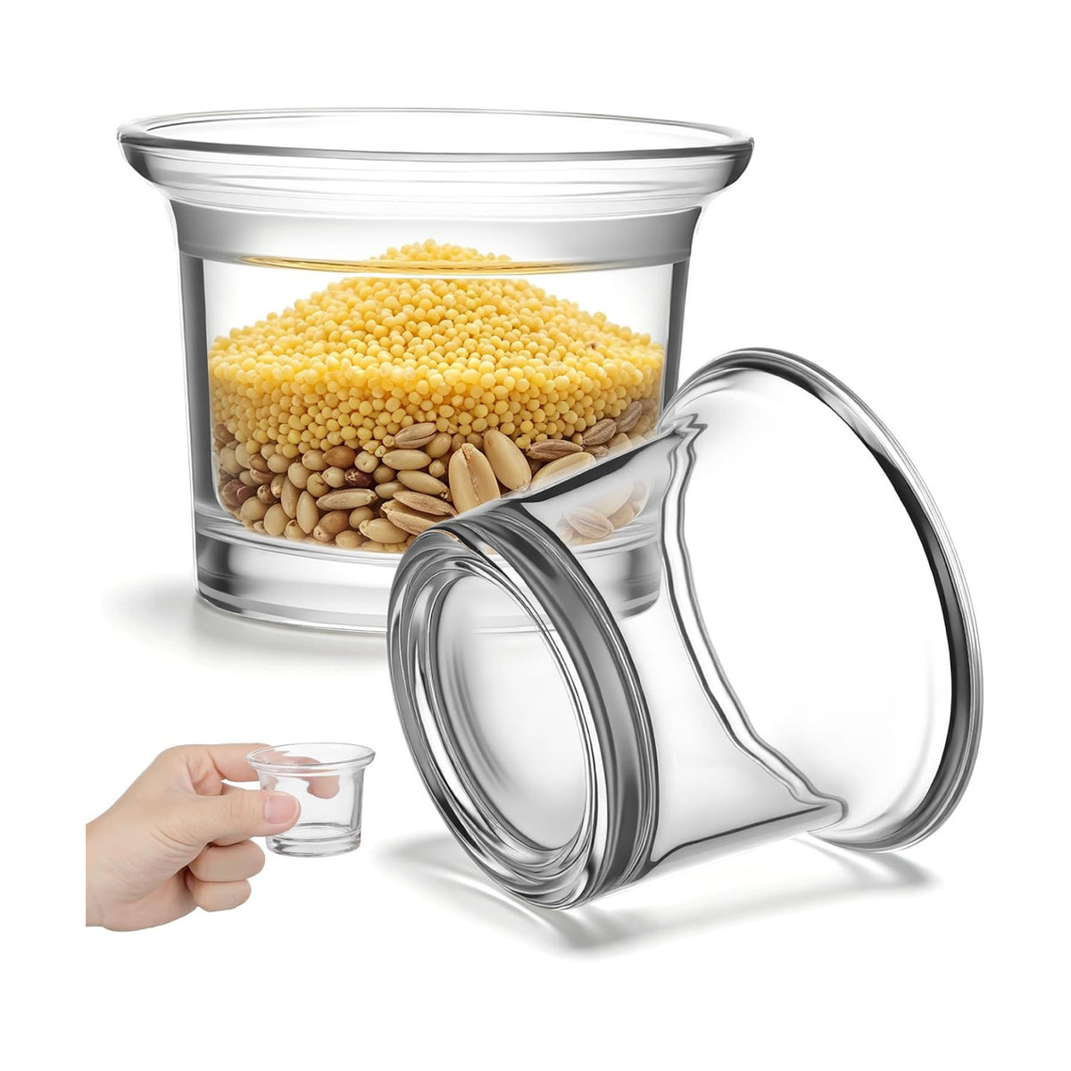 Glass Bird Feeder Cups Replacement: Transparent Hanging Bird Food Holder for Oriole, Hummingbird & Finch - 2. 48" Diameter Feeder Part for Window, Patio & Garden Decor (3)