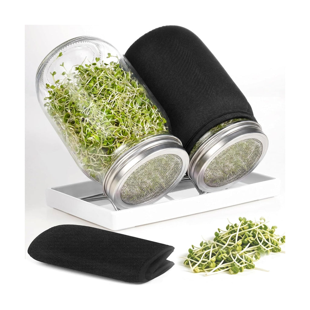 SheeChung 2 Pack Sprouting Jar Kit with Stainless Steel Sprouting Lids | 32 Oz Wide Mouth Mason Jars Sprouting Kit with