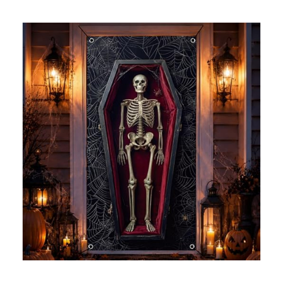 Irenare Halloween Door Cover 79"x35" Coffin Skeleton Halloween Decorations