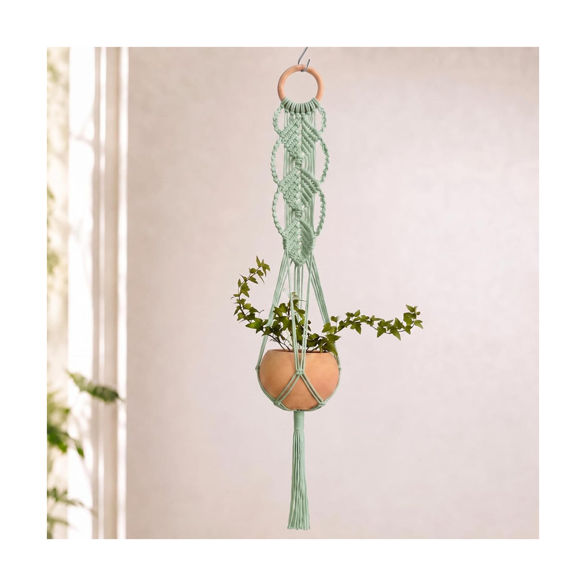 Shappy 1 Pack Boho Macrame Plant Hanger for Indoor