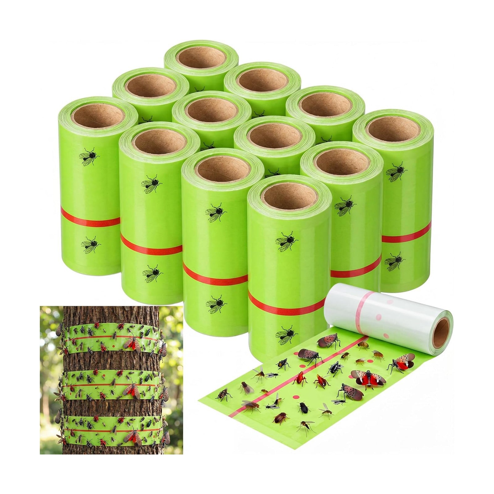 12 Rolls Spotted Lantern Fly Tree Trap 30 Feet Each Roll Lanternfly Tree Outdoor Fruit Fly Sticky Strips Paper Insect