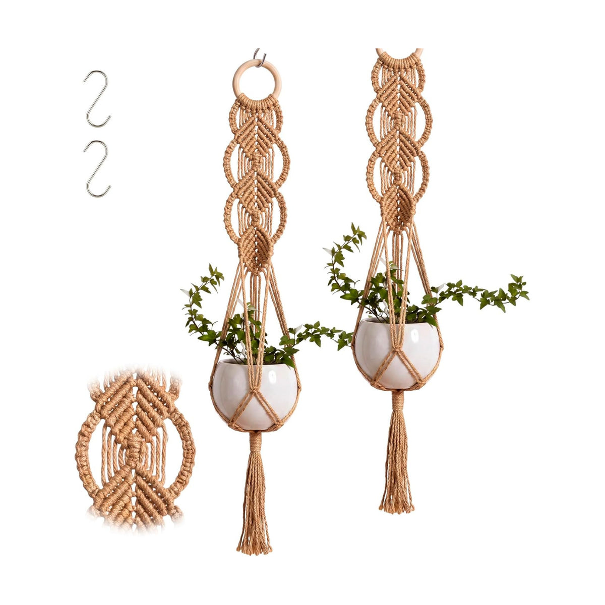 Shappy 2 Pack Boho Macrame Plant Hanger for Indoor