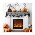 Black Lace Cobweb Halloween Fireplace Mantel Scarf Cover Decor, 18x96 in