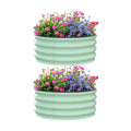 Garvee Galvanized Raised Garden Bed, 2Pcs Raised Garden Beds Outdoor, Round Planter Raised Beds with Gloves and Rubber