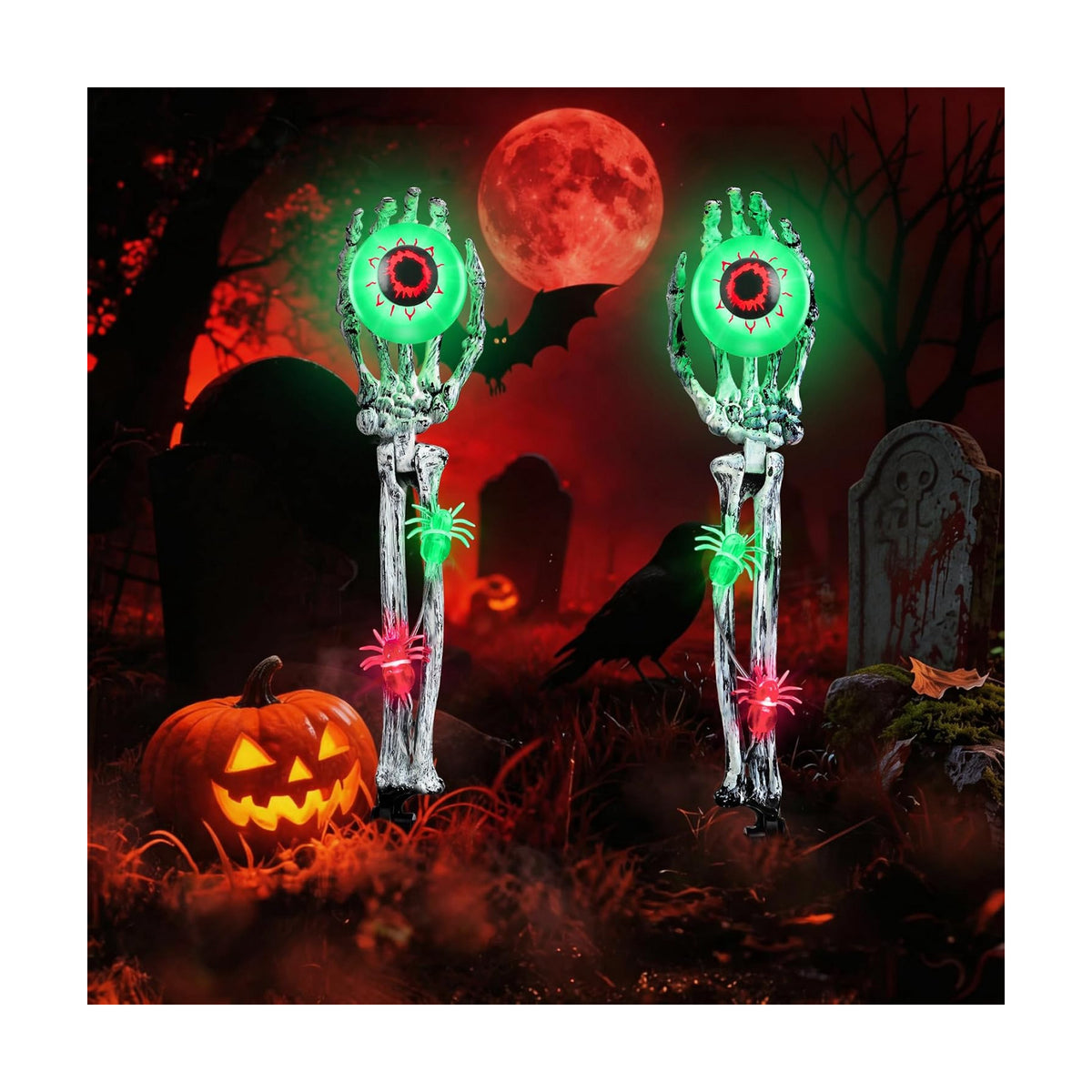 Halloween Decorations Outdoor, 2 Pack Halloween Skeleton Hands Decorations
