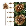 Thiccywoov 24 Pcs Christmas Pine Cone Pick Decoration for Tree Gold 3.15 in