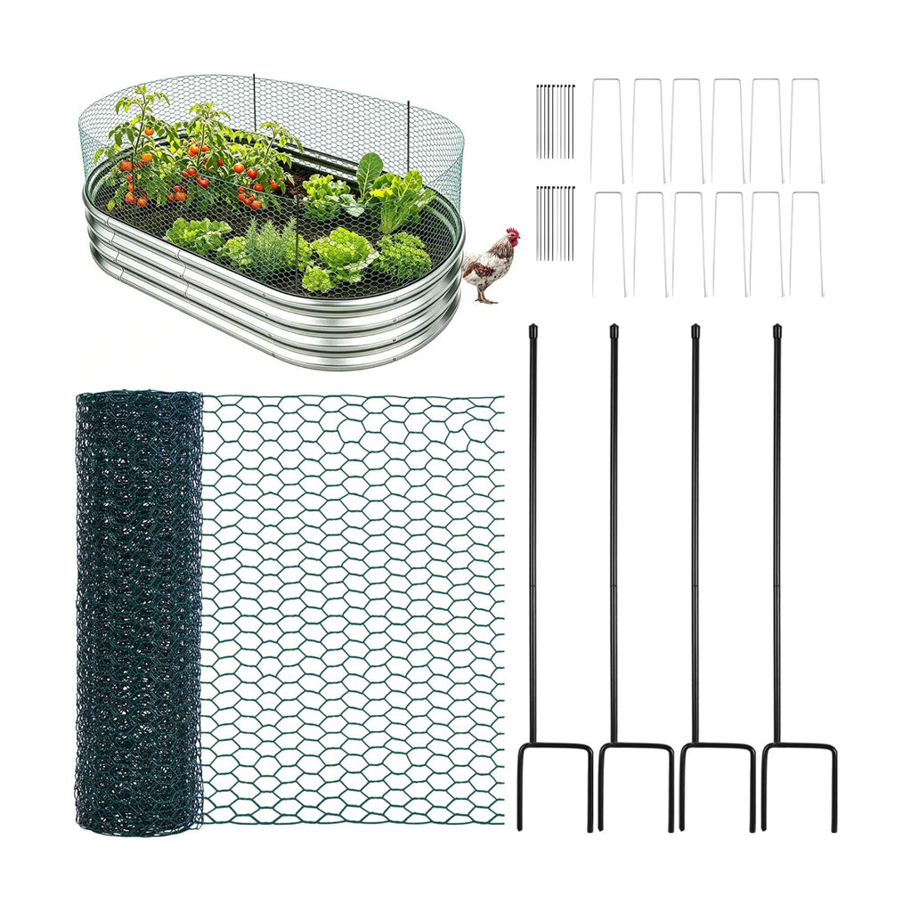 Plant Protectors from Animals for Raised Beds, Garden Chicken Wire Fencing | 4X2FT Garden Bed Fence with Metal Stakes