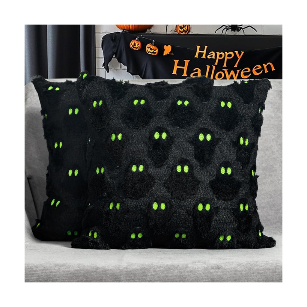 Halloween Pillow Covers 18x18 Set of 2 Black Cute Ghost Home Decor