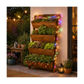 51" 4-Tier Vertical Garden Planter with LED Lights | Wooden Raised Garden Bed for Outdoor Herbs & Flowers, Wall-Leaning