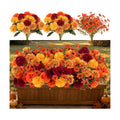 12 PCS Artificial Fall Flowers for Outdoors, UV Resistant Fake Mums