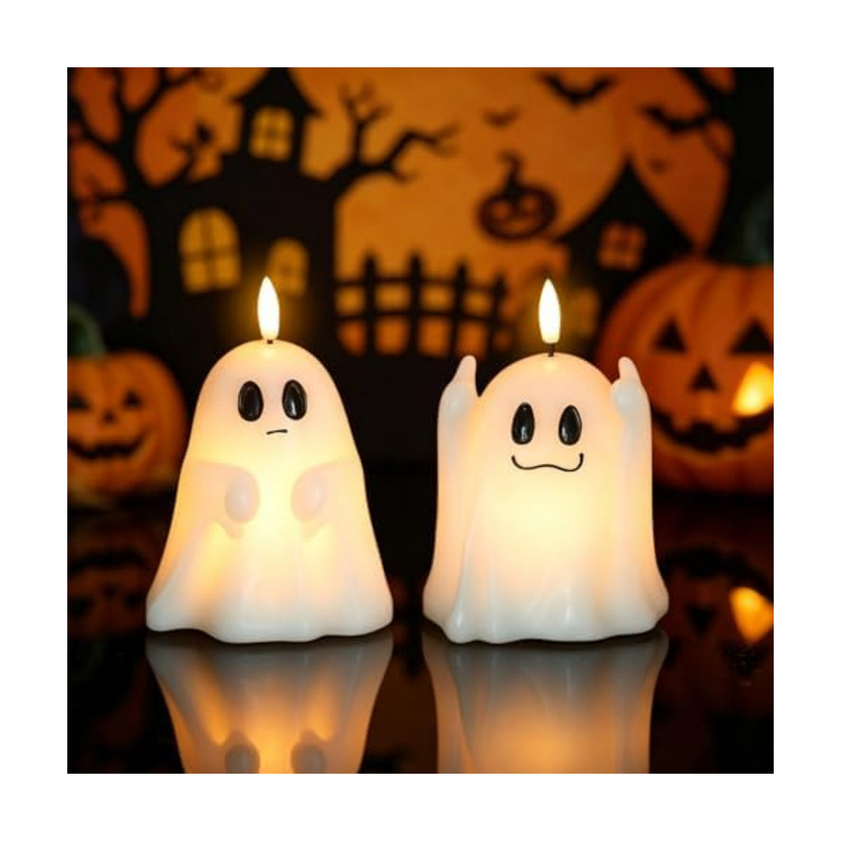 Wondise Spooky Ghost Halloween Flameless Candles with 6hrs Timer