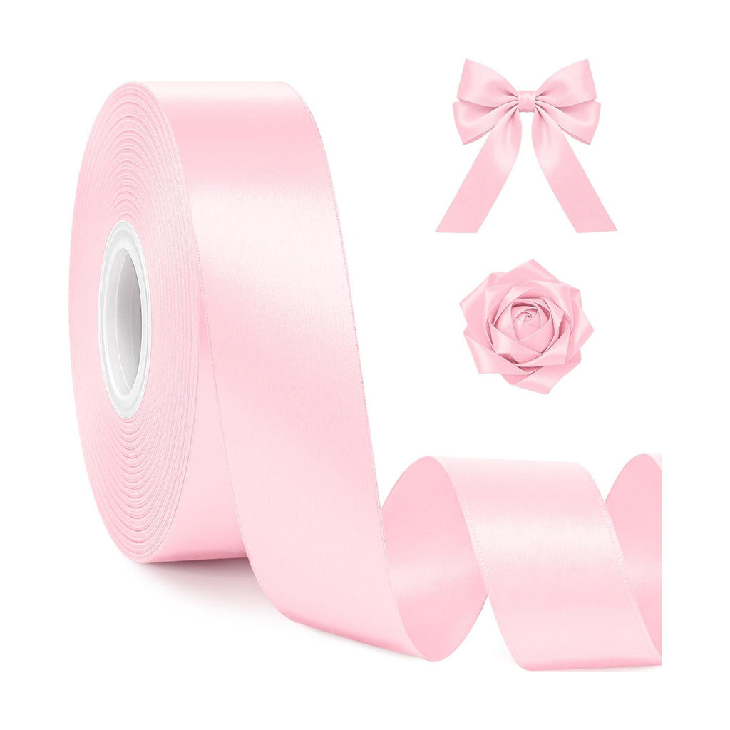 1 in 30 Yards Pink Satin Ribbon for Flower Bouquet Baby Shower Mother's Day