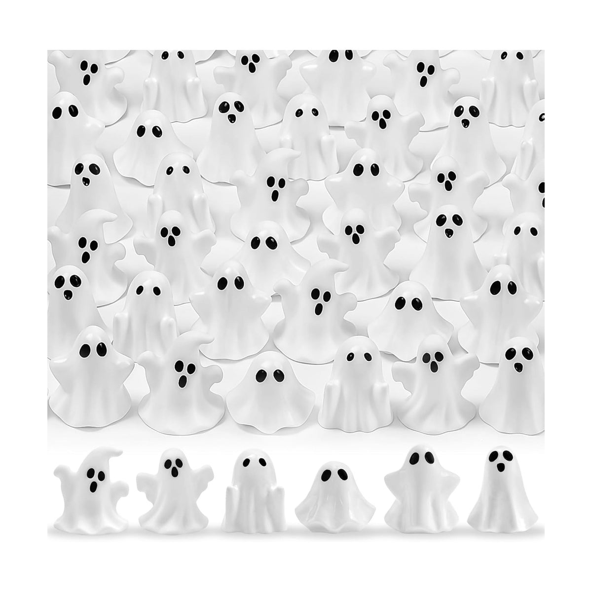 48 Pcs Halloween Mini Resin Ghost Figures White Miniature Figurines