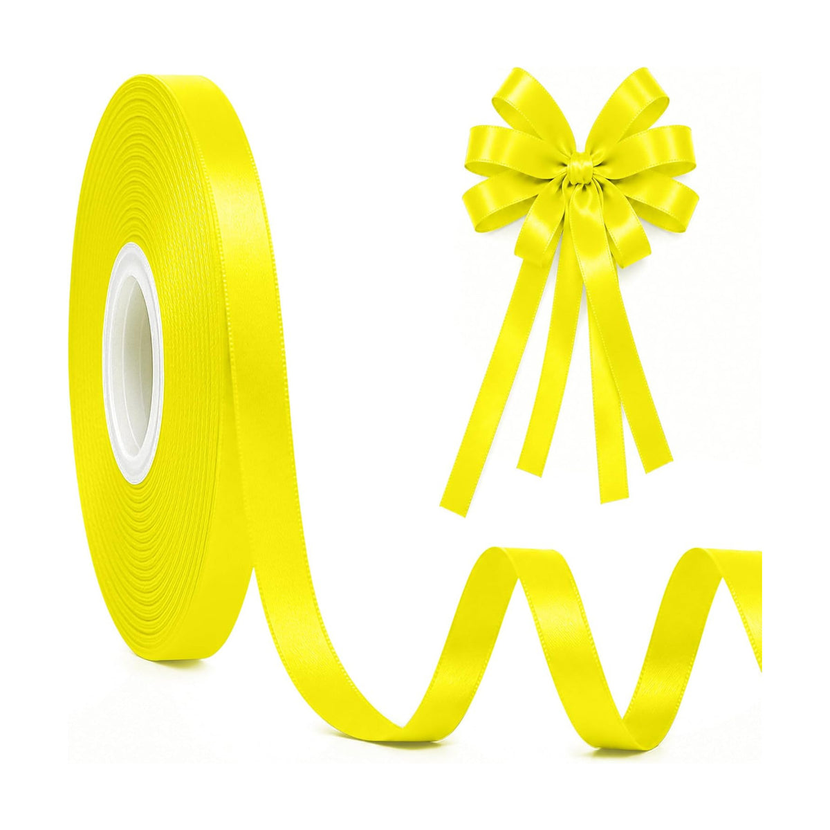 3/8In 30Yards Lemon Yellow Thin Ribbon for Gift Wrapping Birthday Holiday
