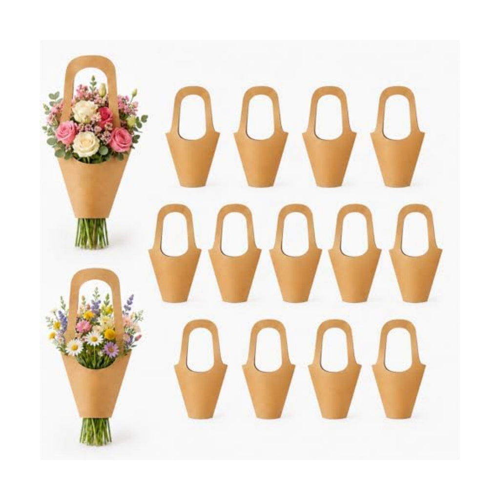 RAINFLOW Flower Paper Bags - 13 PCS Thick Kraft Paper Flower Bouquet Holder