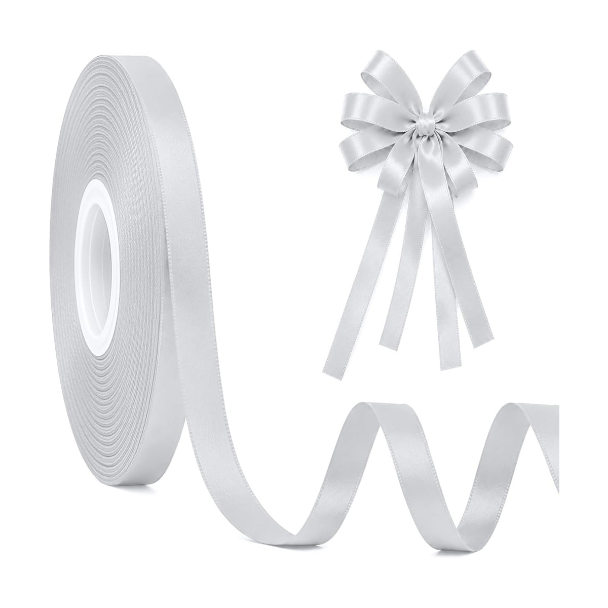 3/8In 30Yards Thin Silver Ribbon for Gift Wrapping Christmas Wedding Decor