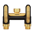 Garden Hose Splitter 2 Way, Heavy Duty Metal Water Hose Spigot Splitter | Shut Off Valves,3.6" Easy-Turn Handles,Full