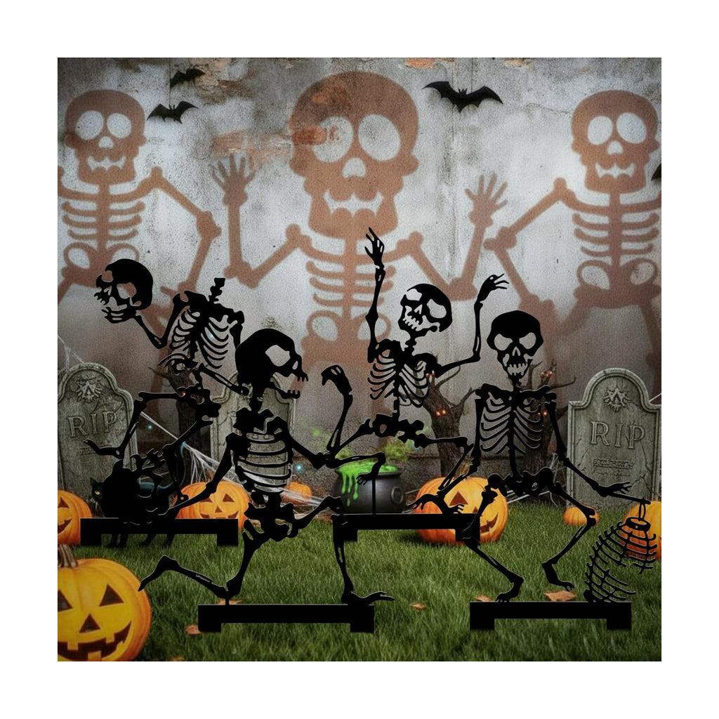 Geelin 4 Pcs Halloween Metal Skeleton Yard Stakes Skeleton Outdoor Decor