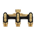 Garden Hose Splitter 3 Way, Heavy Duty All Metal Water Hose Spigot Splitter | Shut Off Valves,2.4" Easy-Turn
