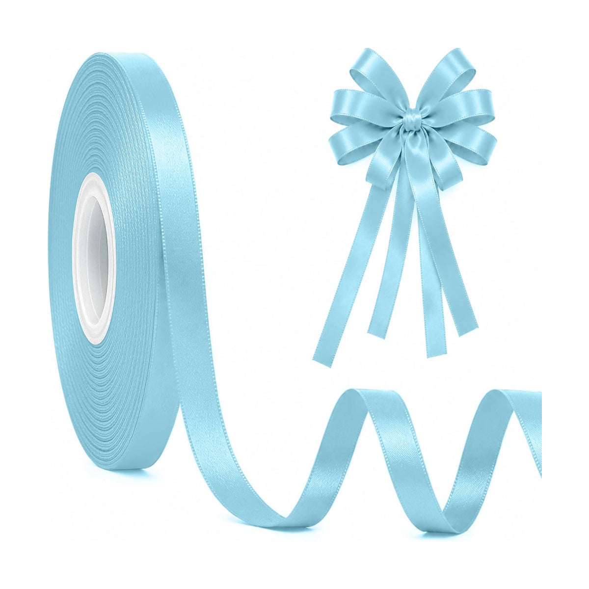 30Yards 3/8In Thin Lake Blue Ribbon for Flower Bouquet Birthday Graduate