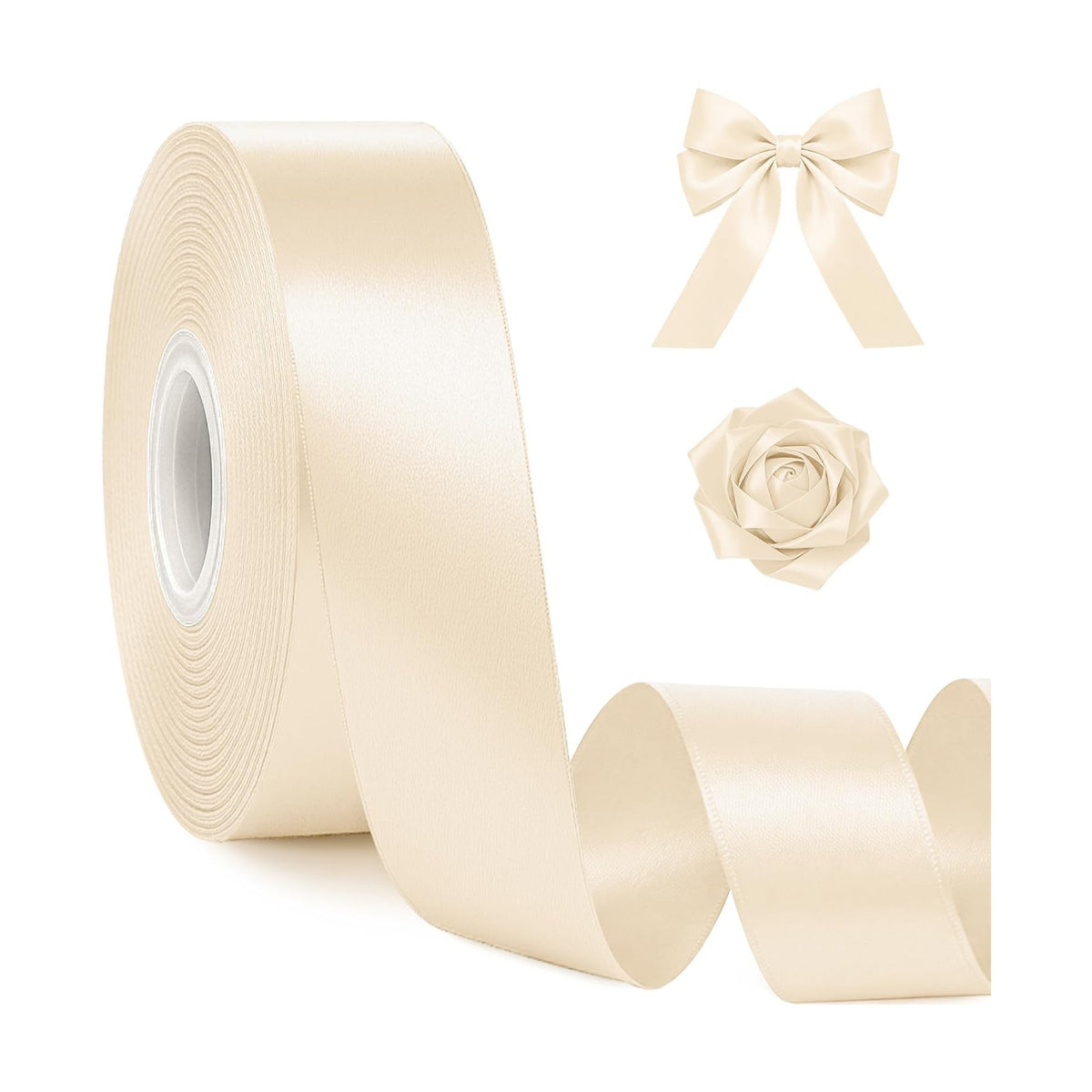 1 in 30 Yards Cream Satin Ribbon for Gift Wrapping Easter Wedding Decor