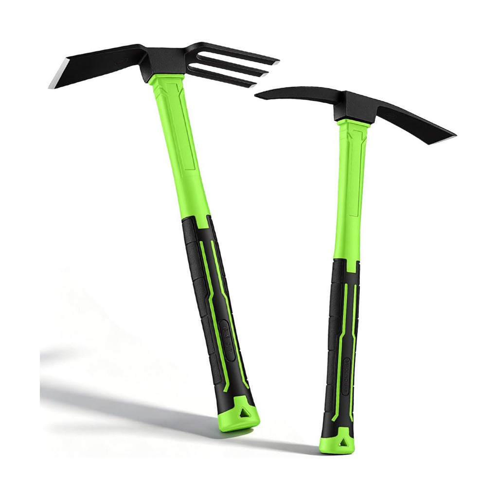 2-Piece Garden Hoe and Cultivator Hand Tool Set - 15" Carbon Steel Weeding Tools Gardening, Heavy Duty Hand Hoe, Rake &
