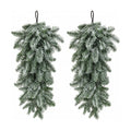 2 Pcs Extra-Long Snow Christmas Teardrop Swag, Artificial Frosted Door Swag