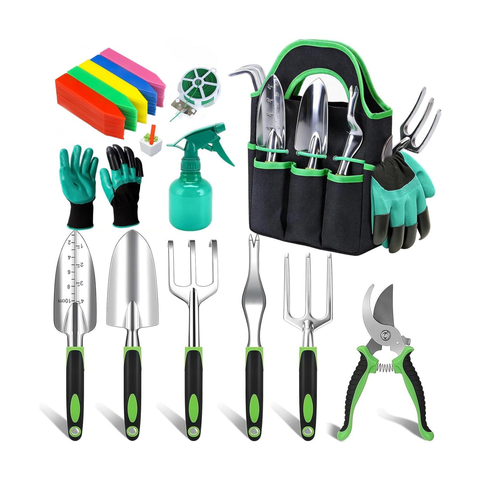11-Piece Garden Tools Set – Heavy Duty Aluminum Alloy Hand Tools with Ergonomic Non-Slip Handles, Rust Resistant –