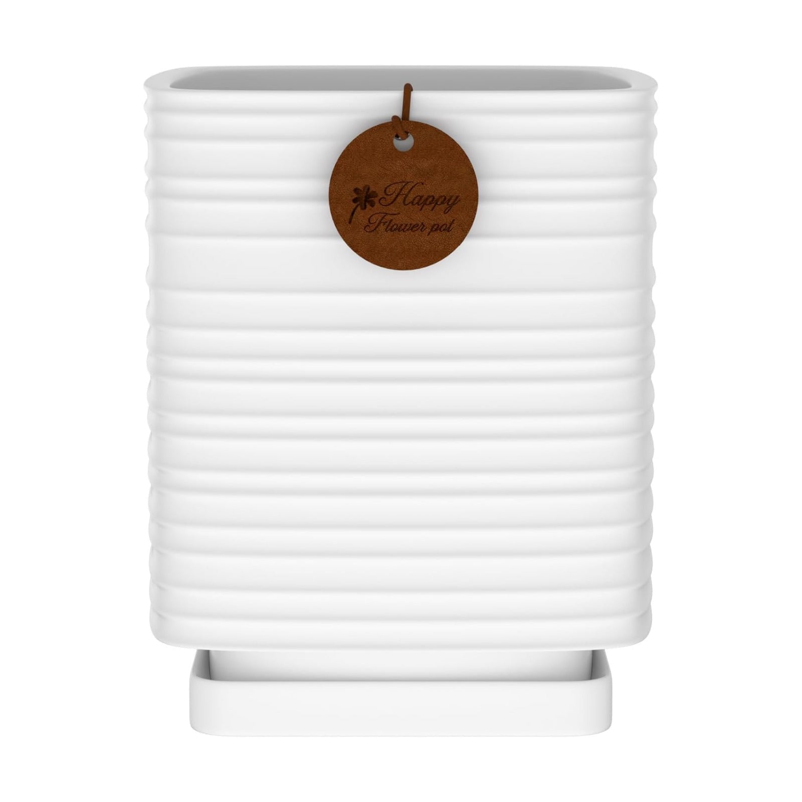 7.1 Inch White Ceramic Planter with Drainage and Saucer | 7.1 x 7.1 x 8.5 Inches | Ideal for Indoor and Outdoor Plants